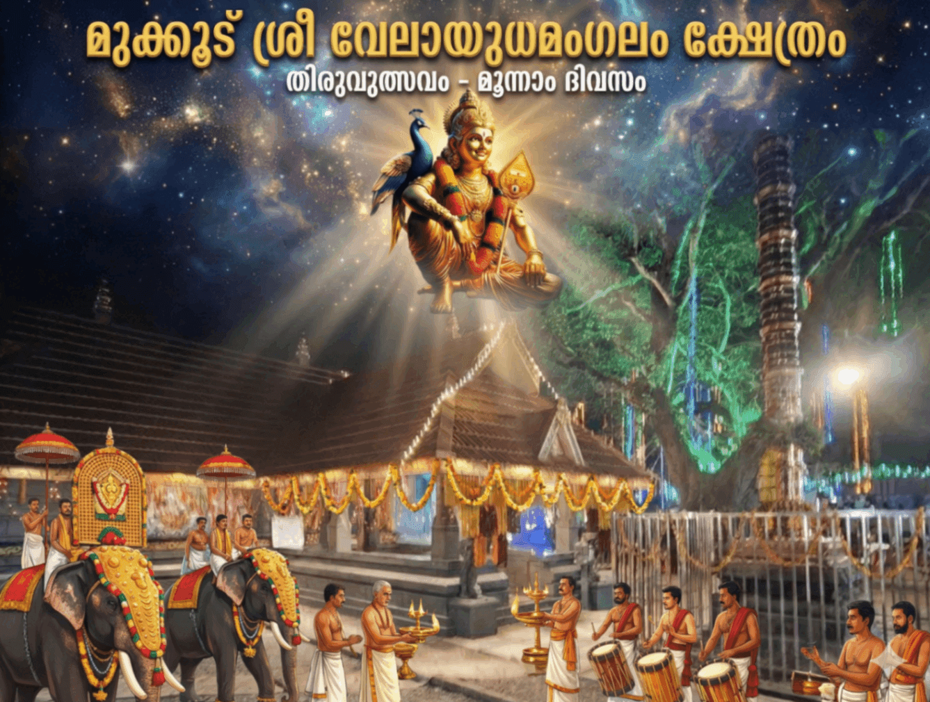 ഭക്തിസാന്ദ്രം മൂന്നാം ഉത്സവം; വെള്ളിയാഴ്ച മുക്കൂട് ക്ഷേത്രത്തിൽ ഉത്സവബലിയും മാതൃക്കൾ ദർശനവും 